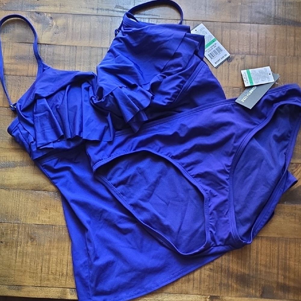 Purple Ruffled Bikini Set By Kenneth Cole Size Large ⭐️NWT⭐️